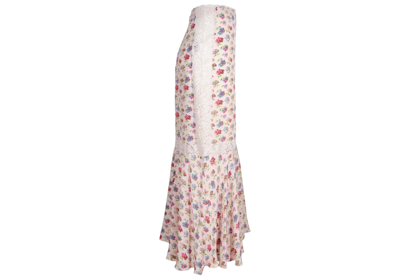 Vintage Mariella Burani 100% silk skirt with delicate lace details / Made in Italy