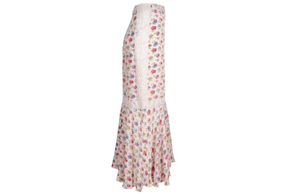 Vintage Mariella Burani 100% silk skirt with delicate lace details / Made in Italy