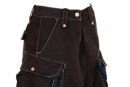S/S 2003 Marithé + François Girbaud brown cotton cargo multi-pocket skirt / Made in Italy