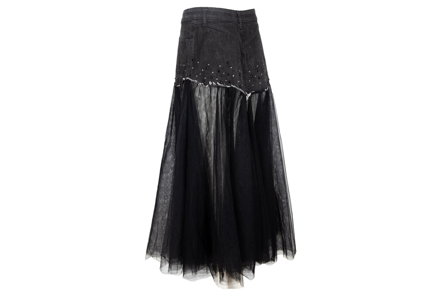 2000s denim & voluminous tulle avant garde tutu skirt / Made in Italy