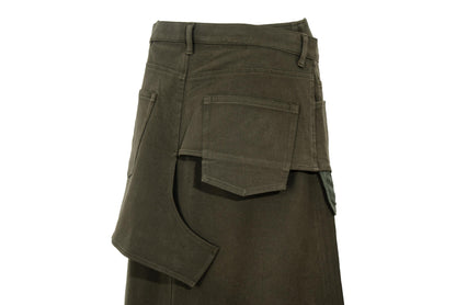 Vintage Atsuro Tayama military inspired maxi skirt with asymmetric layered overskirt / MADE IN JAPAN