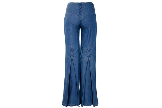 S/S 2002 Fatima Lopes denim lace-up corset style flared jeans