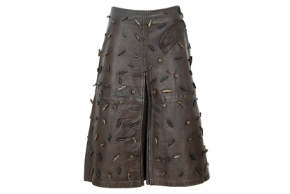 Vintage Collection Privée..? brown leather skirt with embellishments