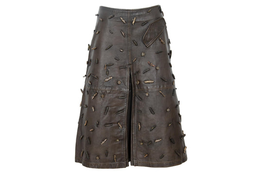 Vintage Collection Privée..? brown leather skirt with embellishments