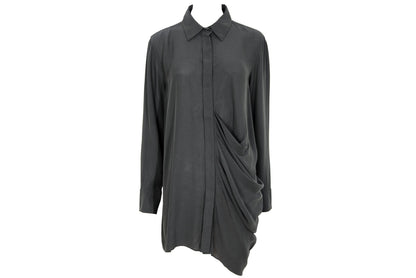 2000s Sportmax asymmetric draped charcoal grey shirt