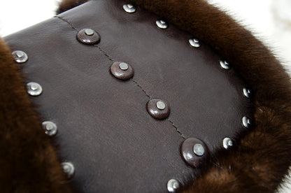 Vintage Yves Saint Laurent Tom Ford era suede mink trim fur shoulder bag