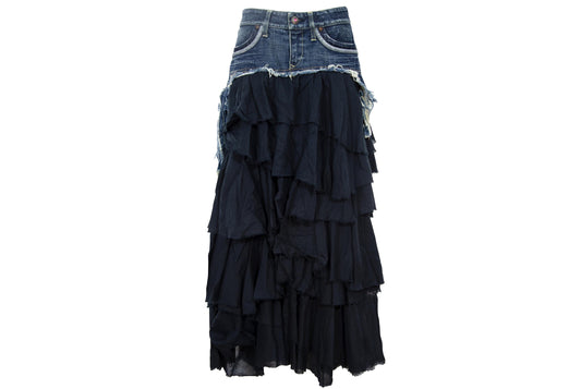 2000s Nolita denim skirt with tiered ruffle lower part / Made in Italy