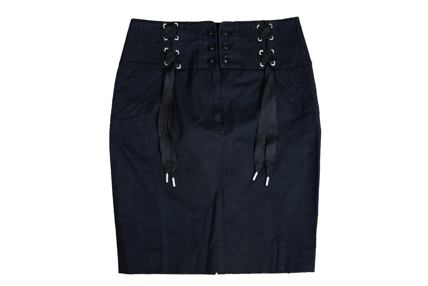 2000s Antonio Berardi black "corset" skirt / Tactical lace up front mini skirt / Made in Italy