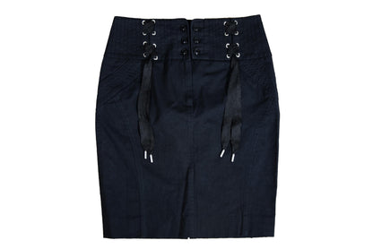 2000s Antonio Berardi black "corset" skirt / Tactical lace up front mini skirt / Made in Italy