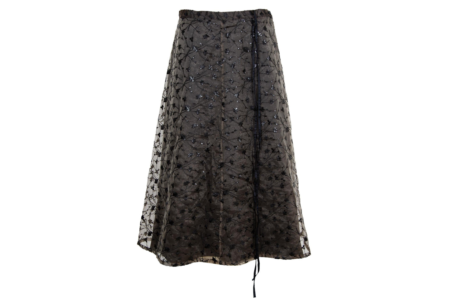 90s Marcel Marongiu embroidered sheer tulle midi skirt / Made in France