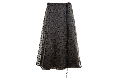 90s Marcel Marongiu embroidered sheer tulle midi skirt / Made in France