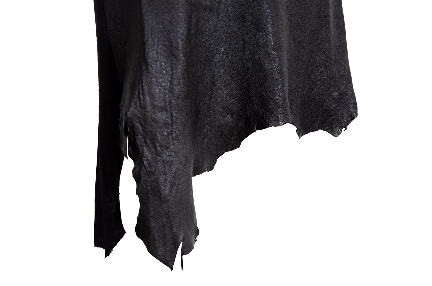 Vintage asymmetrical leather eyelet tunic / Raw natural edge leather mini dress with metal eyelets