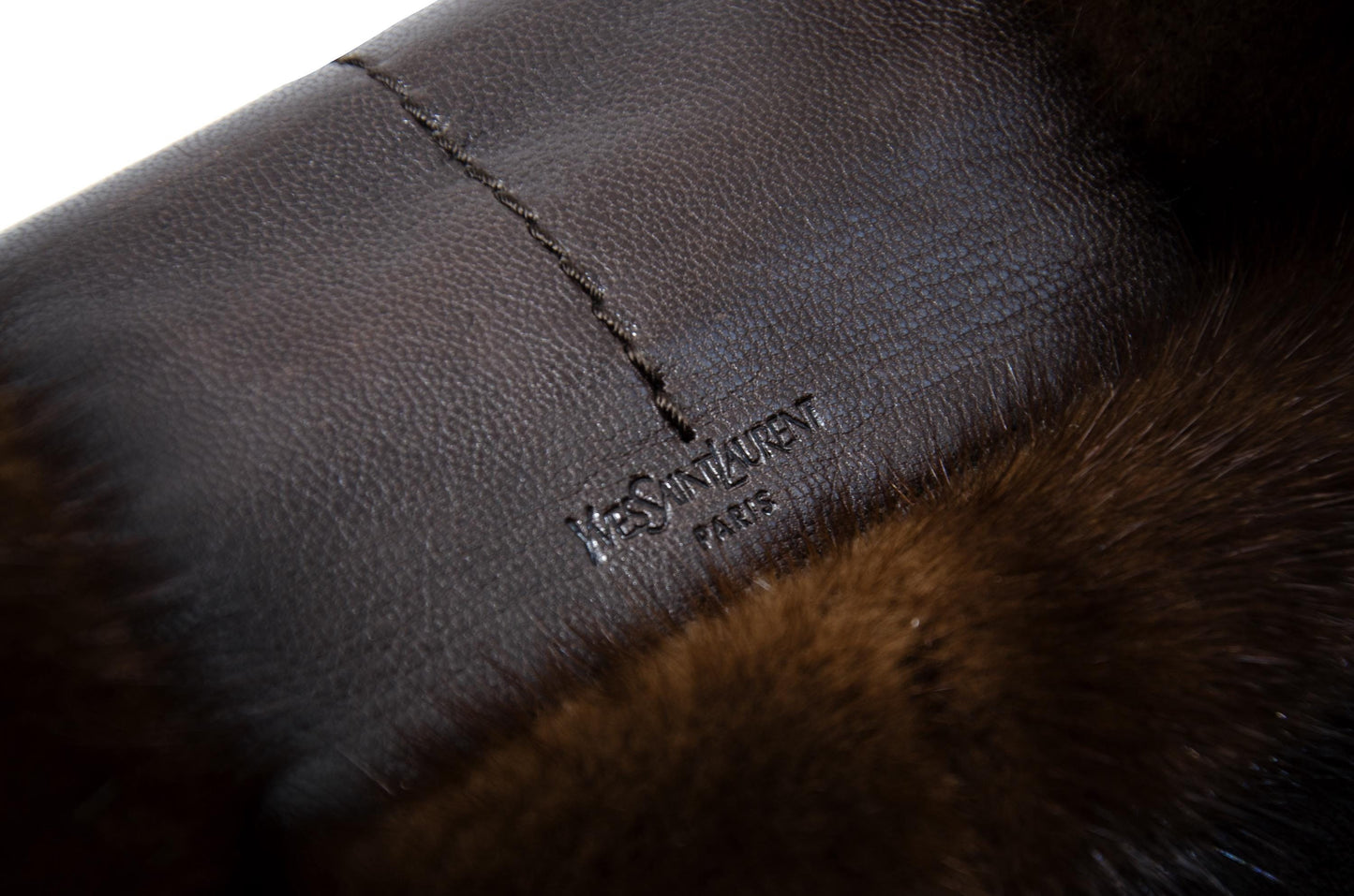 Vintage Yves Saint Laurent Tom Ford era suede mink trim fur shoulder bag