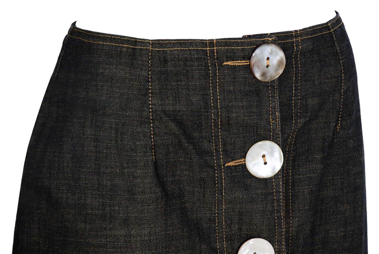 Vintage French designer oversized button front asymmetrical denim skirt - Made in France