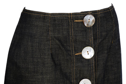 Vintage French designer oversized button front asymmetrical denim skirt - Made in France
