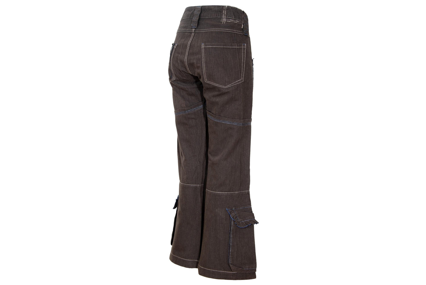 S/S 2003 Marithé + François Girbaud flared low waist brown cotton multi pocket pants