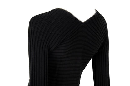 Vintage PierAntonioGaspari black cotton rib knit zip front cardigan / Made in Italy