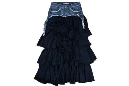 2000s Nolita denim skirt with tiered ruffle lower part / Made in Italy