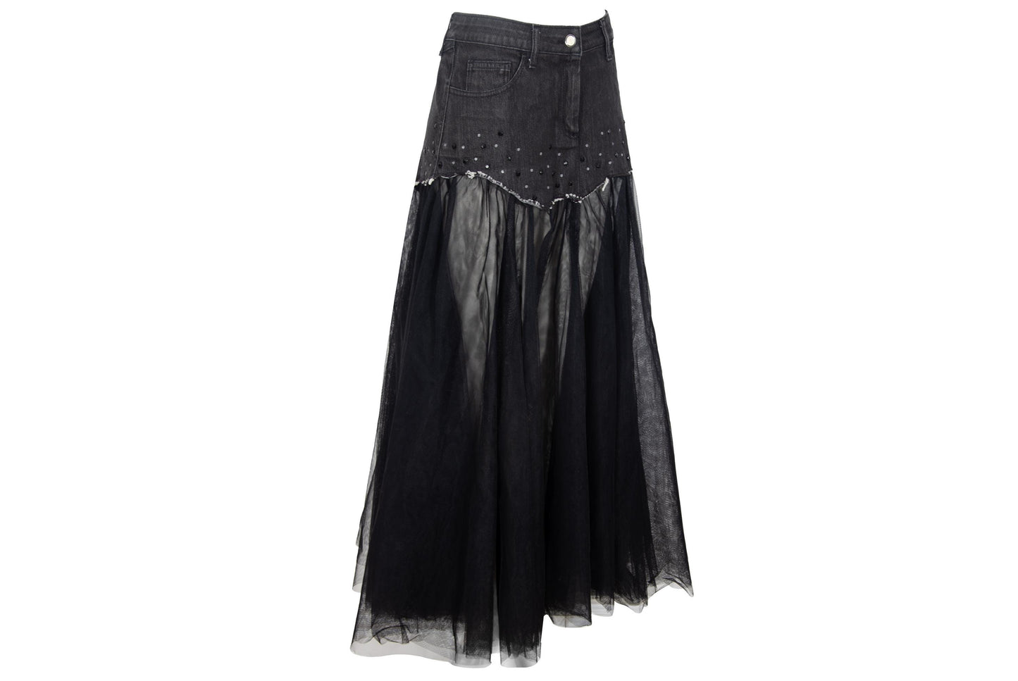 2000s denim & voluminous tulle avant garde tutu skirt / Made in Italy
