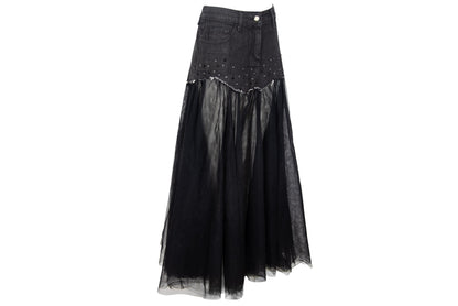 2000s denim & voluminous tulle avant garde tutu skirt / Made in Italy