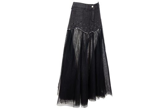 2000s denim & voluminous tulle avant garde tutu skirt / Made in Italy