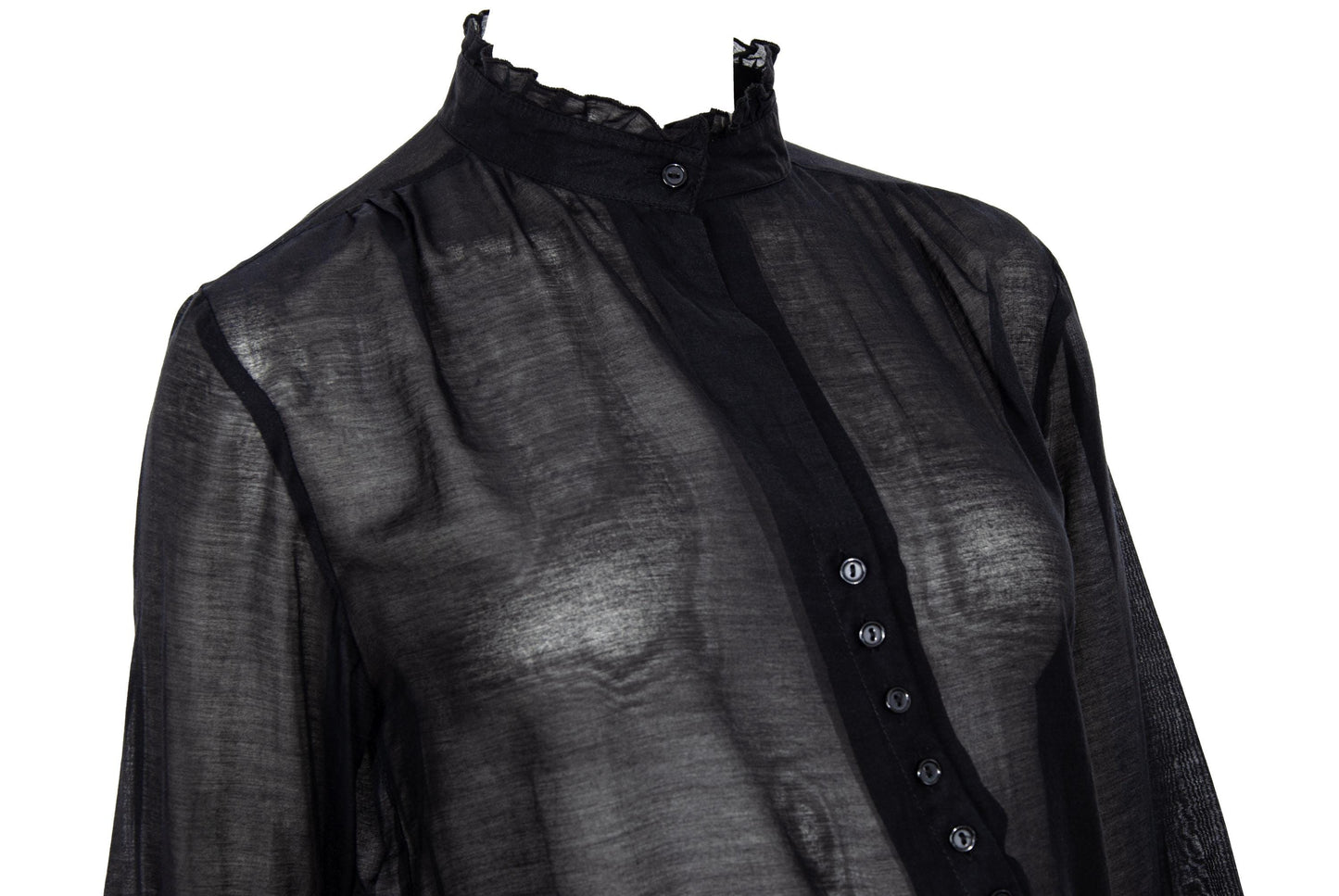 Vintage futuristic Edwardian inspired asymmetric button placket silk and cotton blend blouse