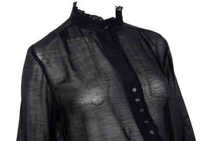 Vintage futuristic Edwardian inspired asymmetric button placket silk and cotton blend blouse