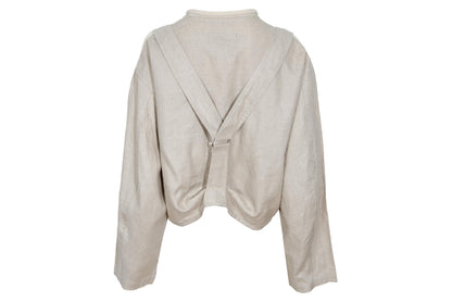 Vintage Japanese designer cropped harness linen jacket with mesh panels