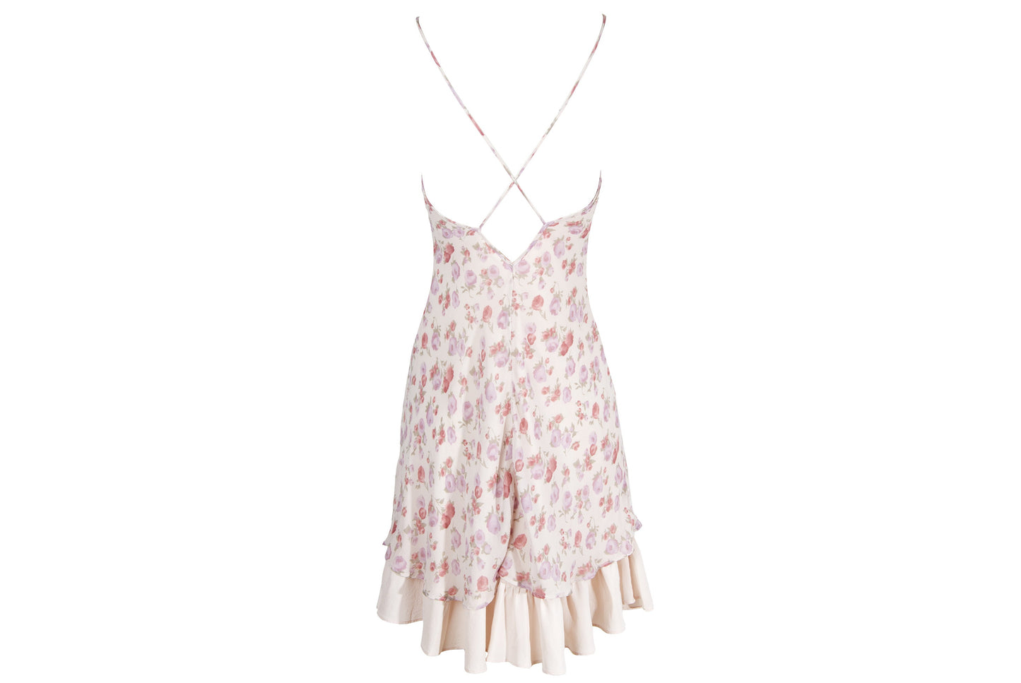 Vintage 100% silk floral print soft pink backless mini dress / Made in Italy