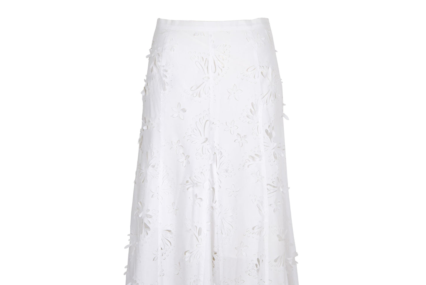 S/S 2004 Simultaneous white laser cut openwork fabric maxi skirt / Made in Italy