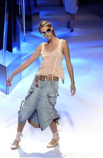 S/S 2003 Marithé + François Girbaud brown cotton cargo multi-pocket skirt / Made in Italy