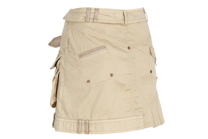 Vintage Gaetano Navarra asymmetrical army inspired mini skirt with leather belt - Made in Italy
