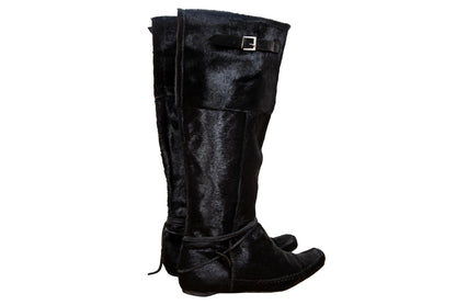 F/W 2005 Marithé + François Girbaud black pony hair tall boots