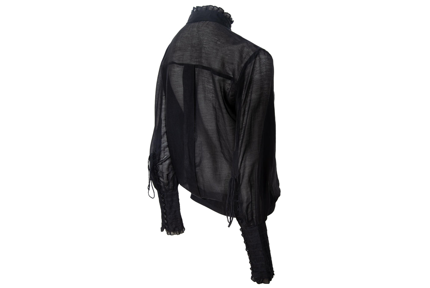 Vintage futuristic Edwardian inspired asymmetric button placket silk and cotton blend blouse
