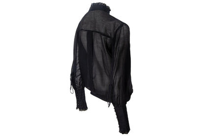 Vintage futuristic Edwardian inspired asymmetric button placket silk and cotton blend blouse