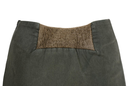 Vintage Collection Privée? khaki green military inspired asymmetrical ruffle skirt / Made in Italy