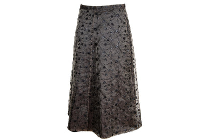 90s Marcel Marongiu embroidered sheer tulle midi skirt / Made in France