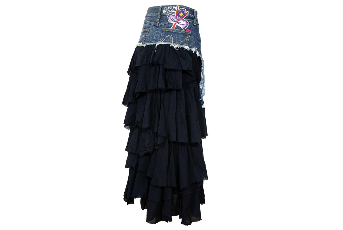 2000s Nolita denim skirt with tiered ruffle lower part / Made in Italy