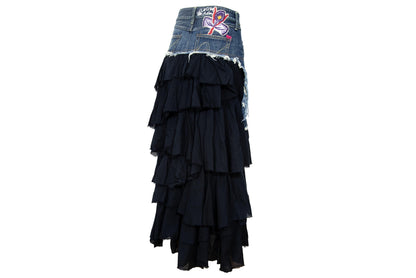 2000s Nolita denim skirt with tiered ruffle lower part / Made in Italy