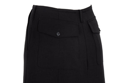 F/W 2001 Simultaneous black wool maxi skirt with back pleats and utilitarian patch pockets