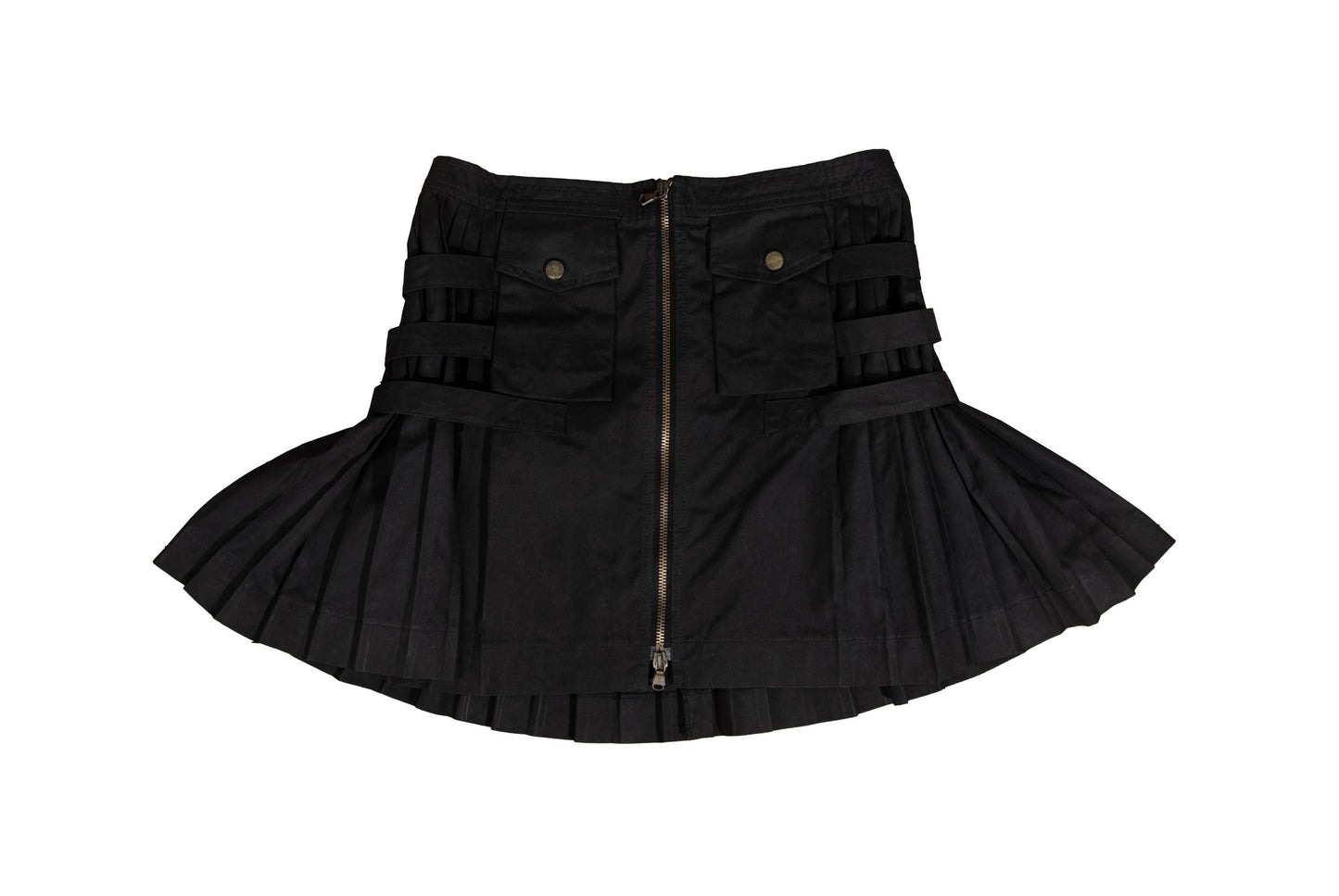 Vintage Antonio Berardi Pleated Mini Skirt Buckle Strap, Military Style