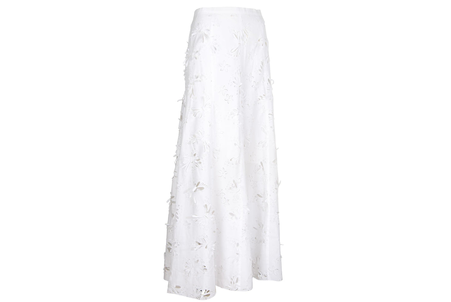 S/S 2004 Simultaneous white laser cut openwork fabric maxi skirt / Made in Italy