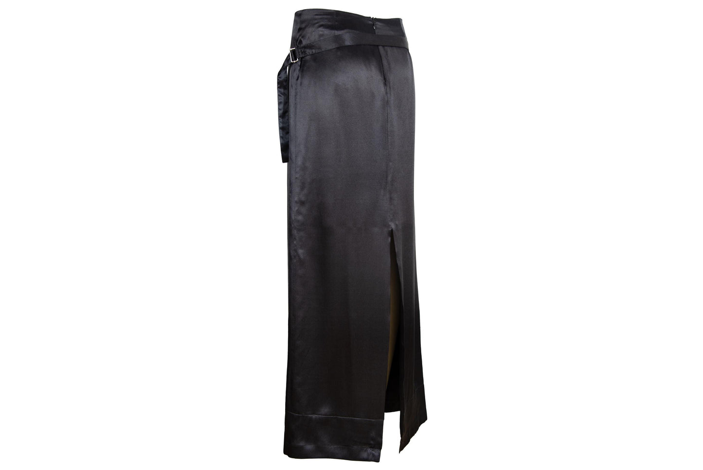 Early 2000s Costume National 100% silk black maxi skirt / Made in Italy