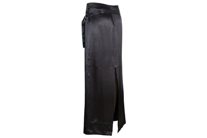 Early 2000s Costume National 100% silk black maxi skirt / Made in Italy