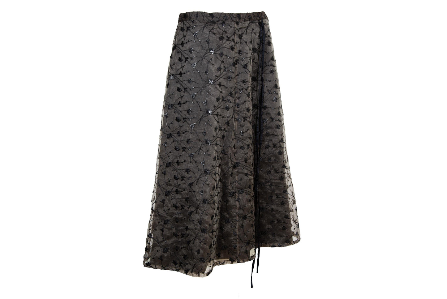 90s Marcel Marongiu embroidered sheer tulle midi skirt / Made in France