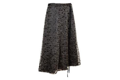 90s Marcel Marongiu embroidered sheer tulle midi skirt / Made in France