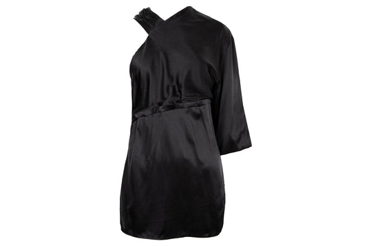 Early 2000s Costume National silk one sleeve avant garde asymmetrical blouse / Made in Italy