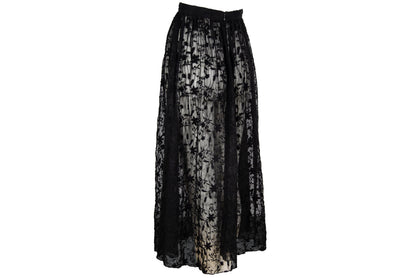 90s Marcel Marongiu sheer high waist lace maxi skirt / Made in France