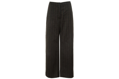Vintage Dries Van Noten wool & cotton straight wide striped trousers.