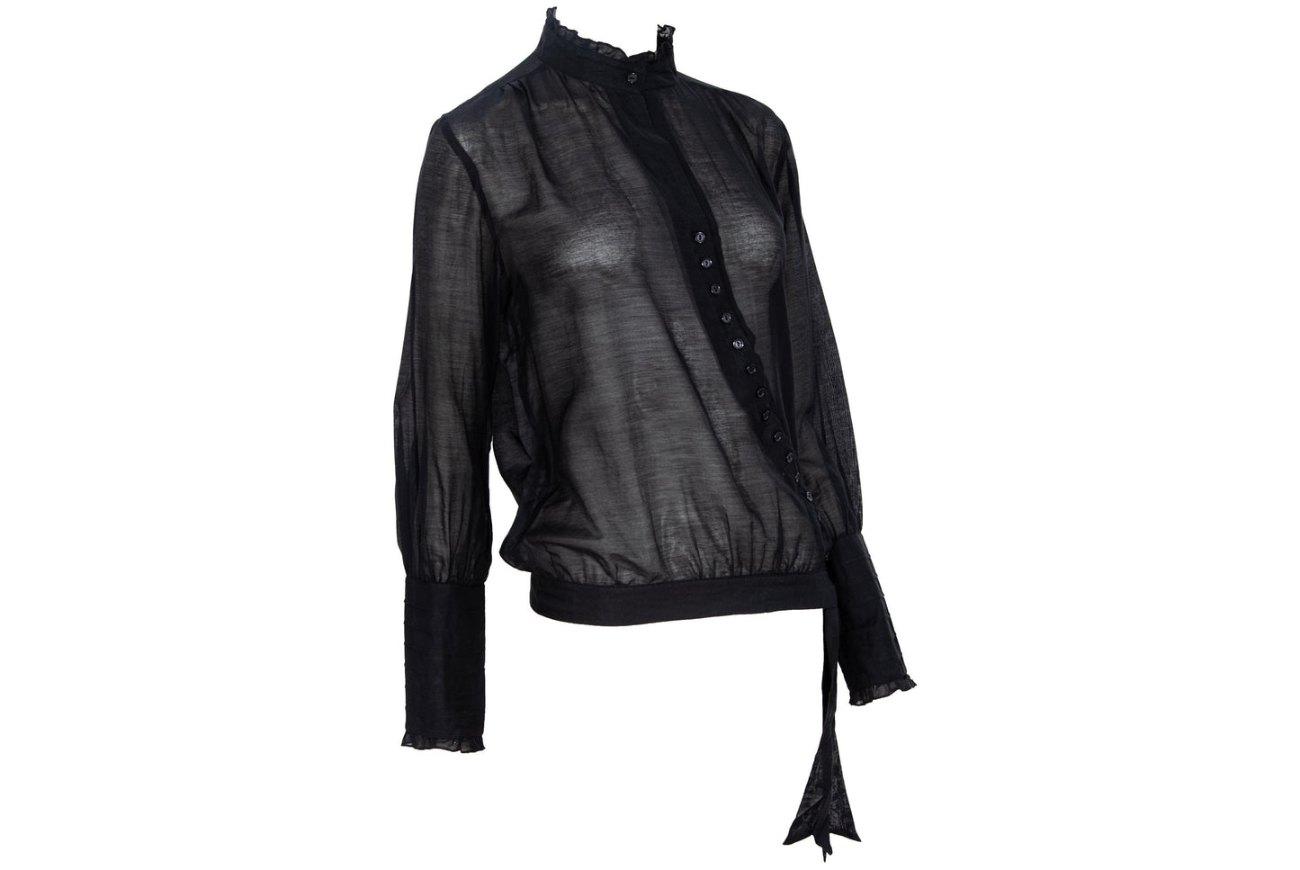 Vintage futuristic Edwardian inspired asymmetric button placket silk and cotton blend blouse